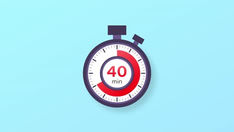 the 40 minutes timer. stopwatch icon in flat style. motion graphics.
