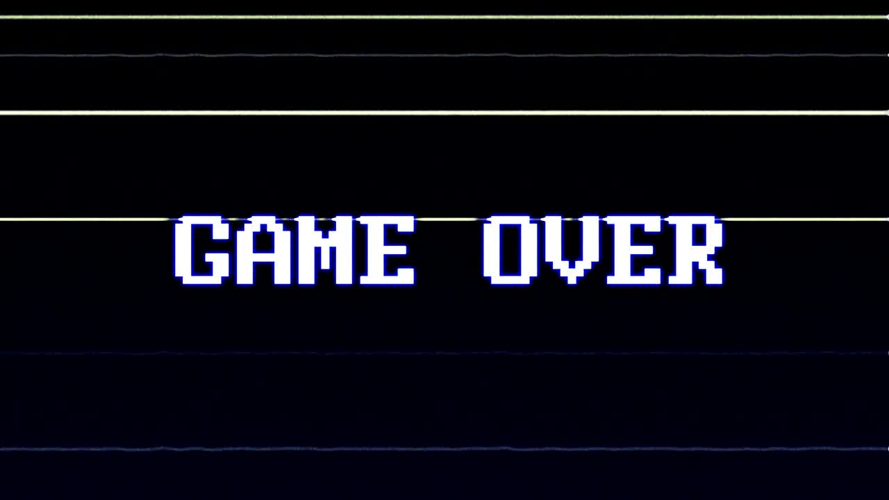 게임 오버 글리치 텍스트 애니메이션 (알파 채널을 가진 3 버전), 오래된 게임 콘솔 스타일