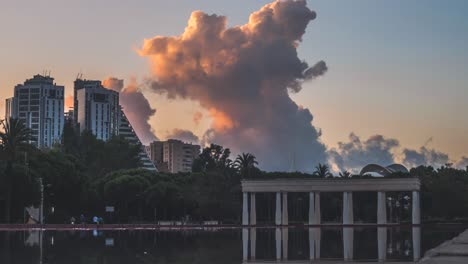 sunrise 4k time lapse in valencia spain with big dramatic clouds in the background.