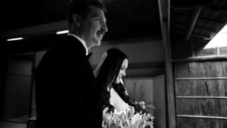 black and white wedding portrait