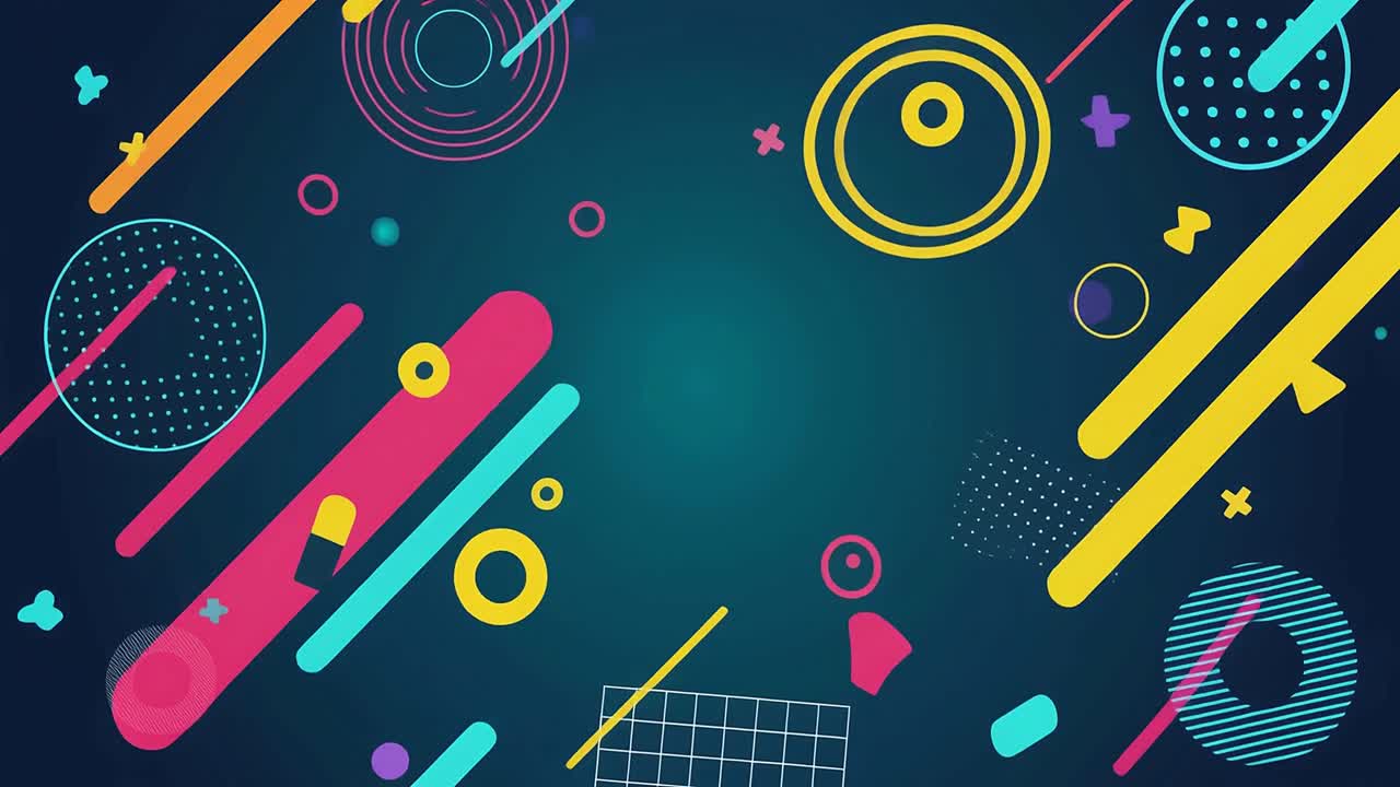 Sfondo di motion graphics vivace con forme geometriche animate