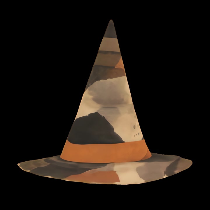 Rotating Witch Hat with Vintage Paper Texture