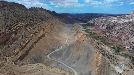 Camino-Vacío-A-Lo-Largo-Del-Cañón-Y-La-Montaña-Durante-El-Día