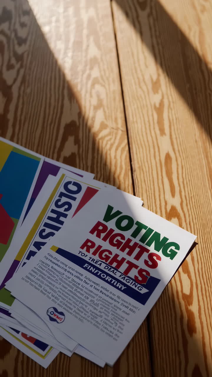 Voting Rights Flyers on Wooden Table