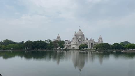 wide shot of the famous victoria memorial kolkata