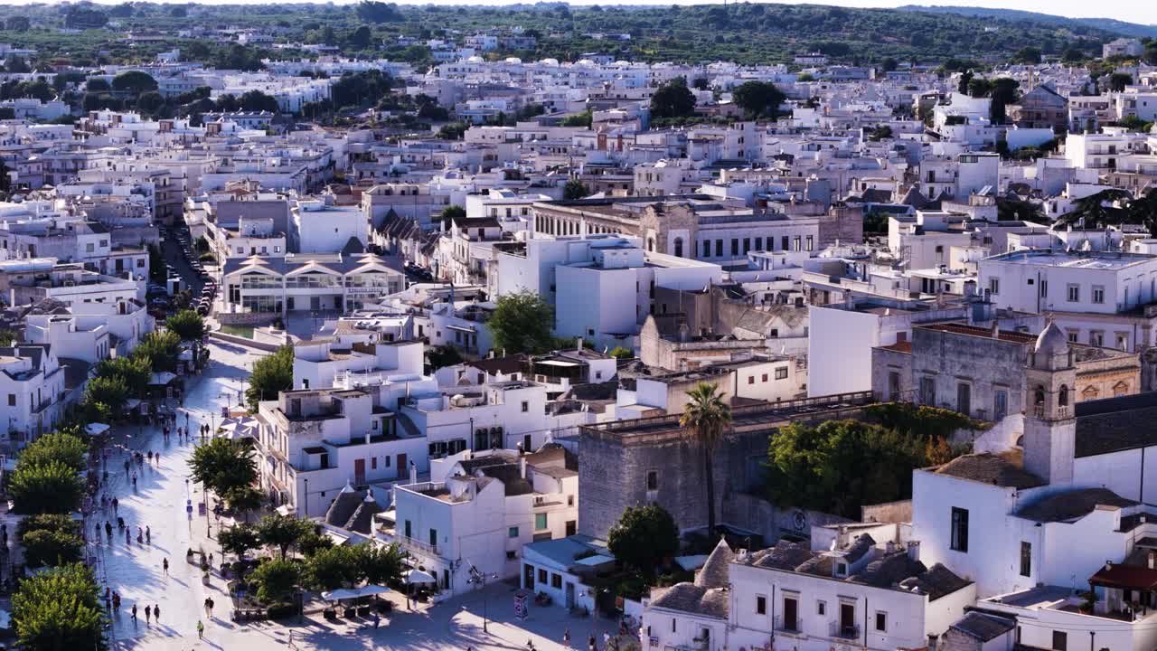 Beautiful downtown of Arbelobello township in Italy, aerial view