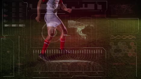 animación del procesamiento de datos sobre el jugador de fútbol