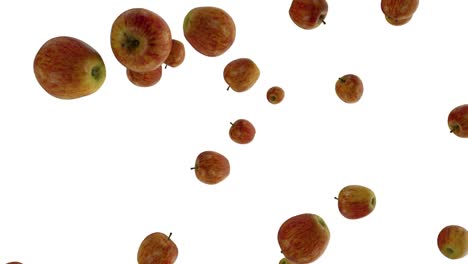 apples falling down on white background. realistic 3d render