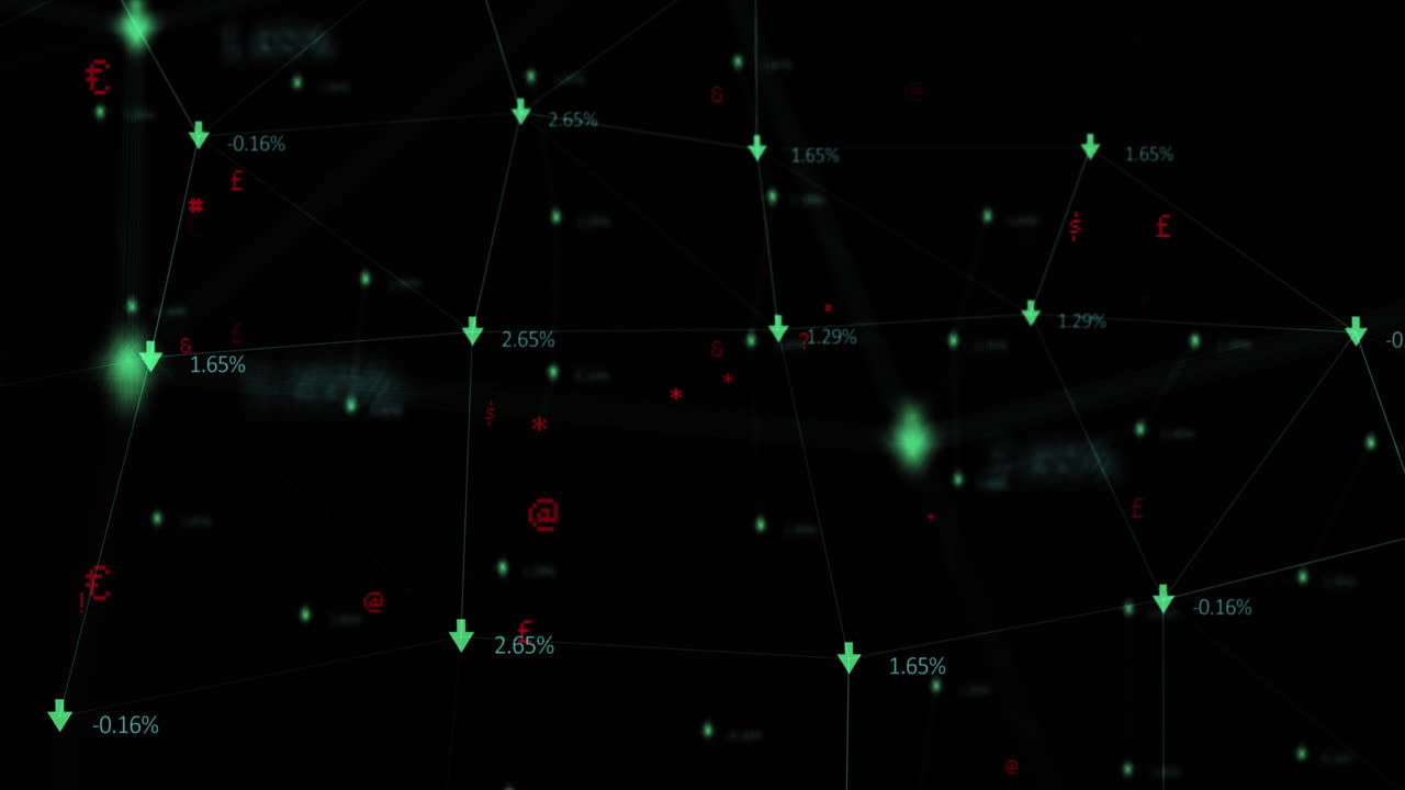검은 바탕에 있는 데이터 처리 및 화살표의 애니메이션