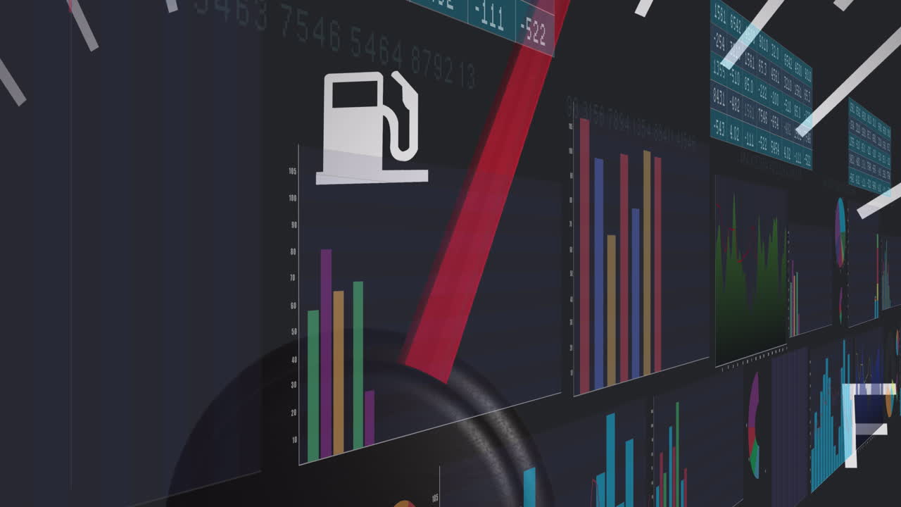 자동차 패널 위의 데이터 처리의 애니메이션