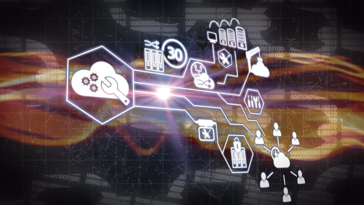 animación de iconos digitales sobre la cadena de seguridad en línea