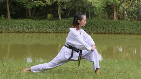 young woman before taekwondo class