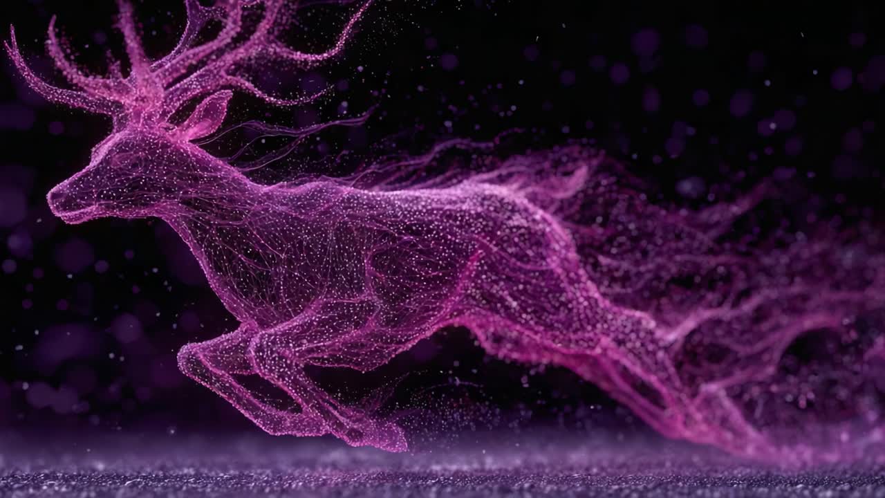 A beautiful digital representation of a majestic deer rendered in vibrant purple hues, showcasing the elegance and grace of wildlife through stunning visualization techniques