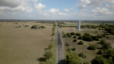 flyover of a country road in western texas near crawford going on