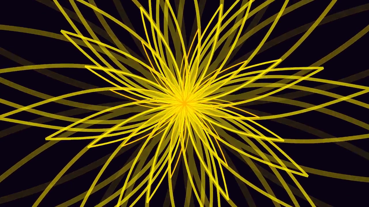 Abstract Yellow Geometric Flower Animation on Dark Background