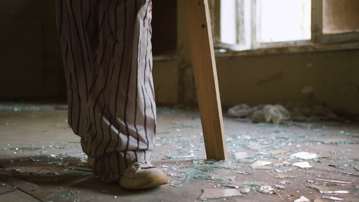 Scary clown in abandoned house
