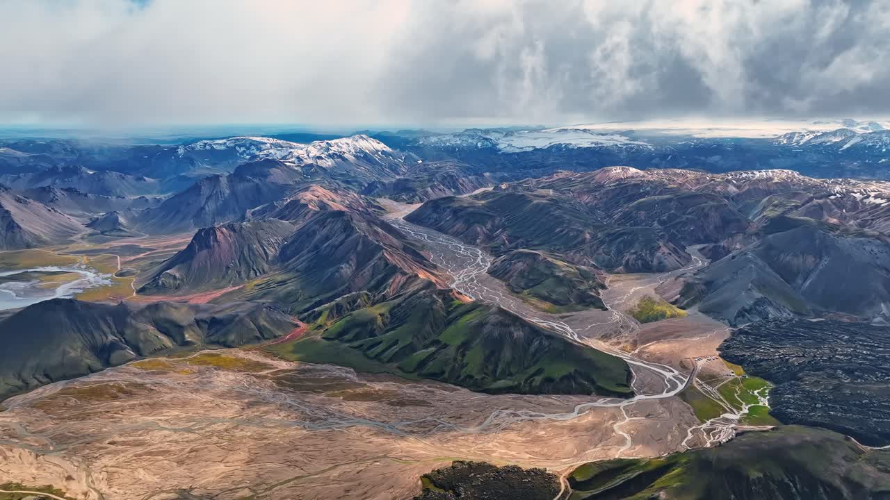Dramatic clouds moving in epic Iceland drone footage