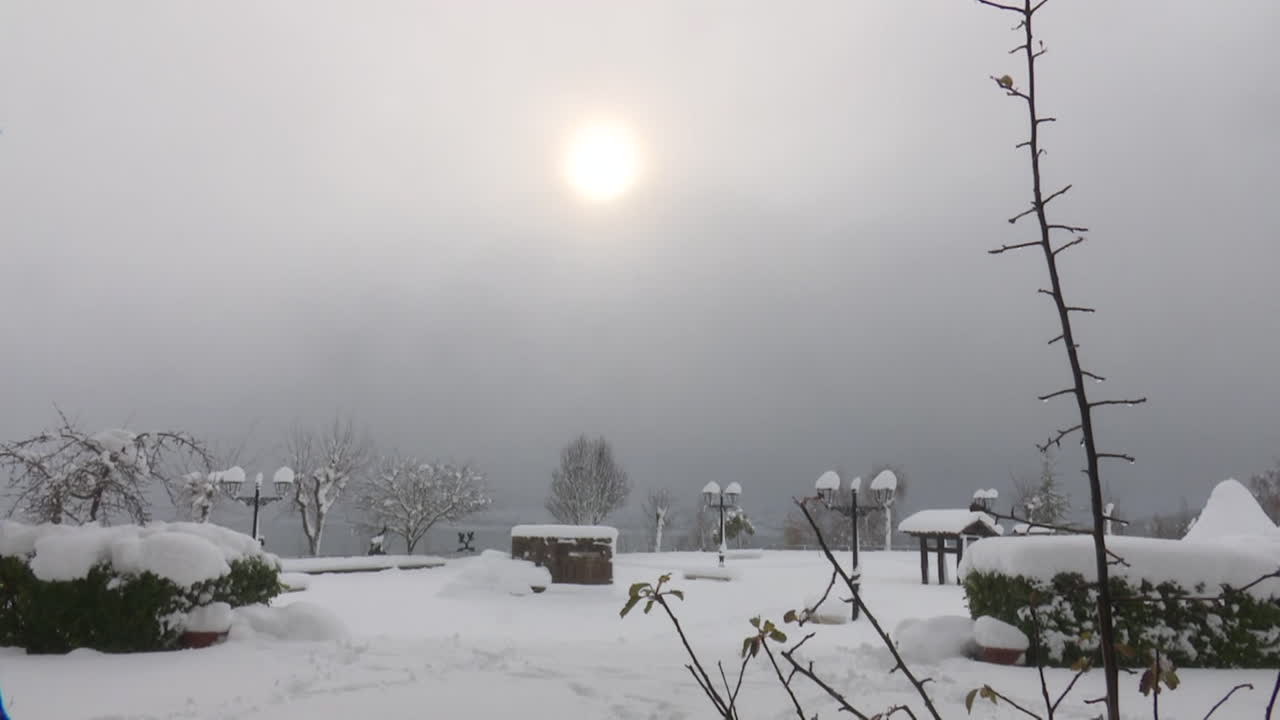 Snowy Winter Landscape with Sun