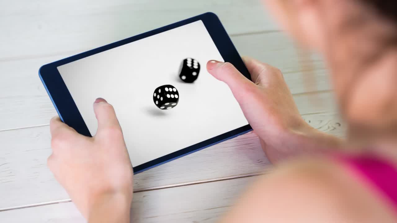 tableta que muestra los dados en la tableta