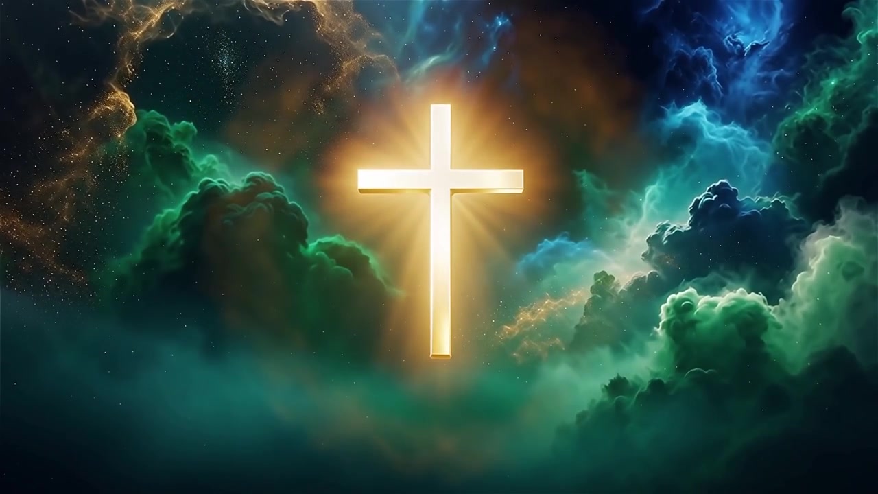 Christian Cross Heavenly Light Worship Background
