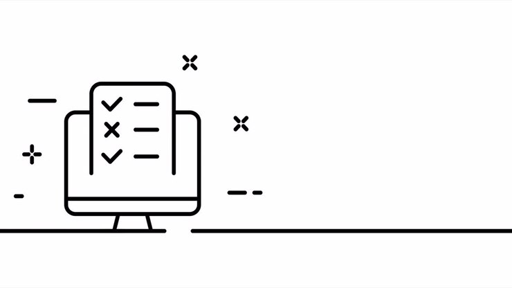 Computer with check list. To do list, work, report, goals for the day, planning, schedule, time table. Business concept. One line drawing animation. Motion design. Animated technology logo. Video 4K