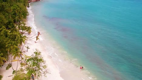 people walking by the seashore of a beach in summer in columbia, san andreas
