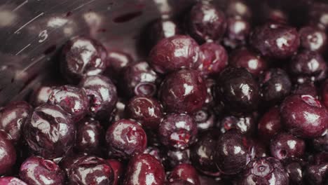 blueberries in a metal pot