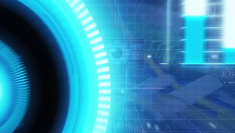 animación del círculo de procesamiento y 5g a través de cables de computadora