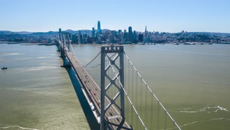 hyper-lapse of cars commuting on bay bridge from oakland to san francisco