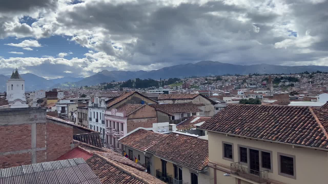 Cuenca Ecuador Catedral Vieja tower elevated point of view city South America