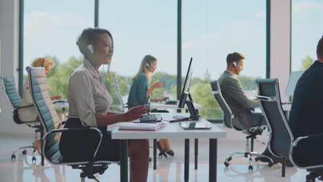 call center team in modern office