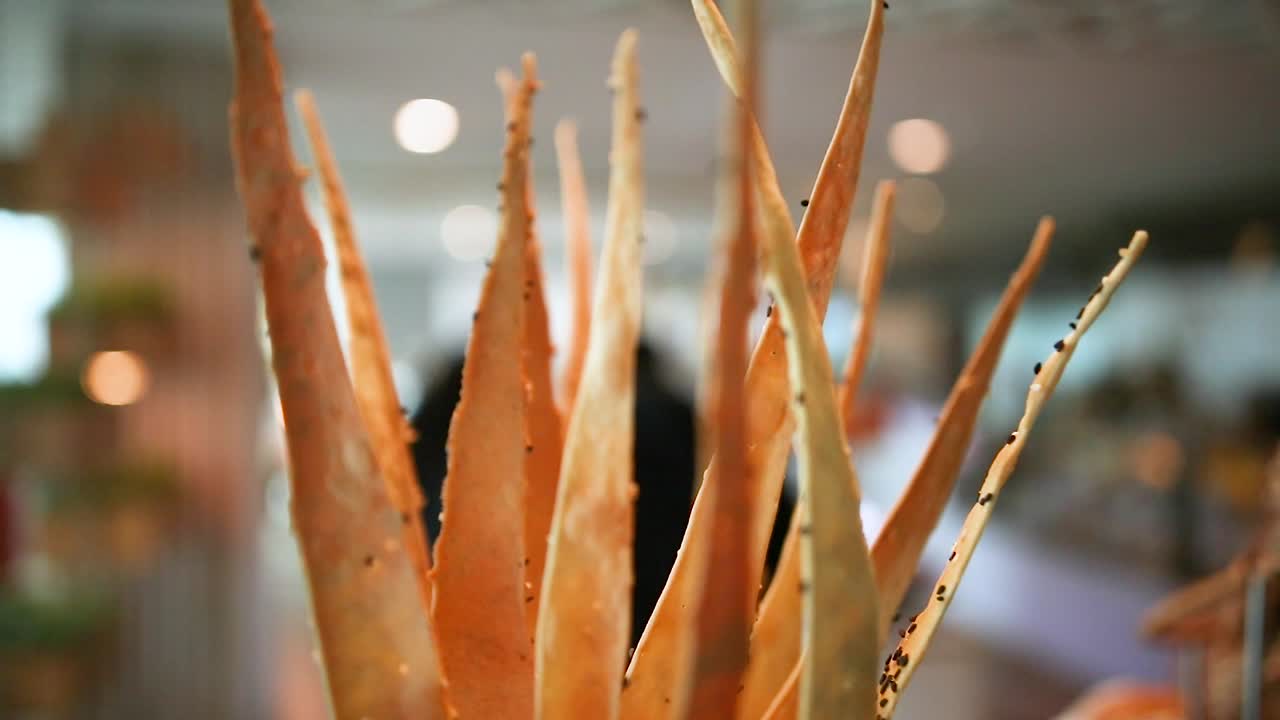 Bread sticks close-up in a restaurant