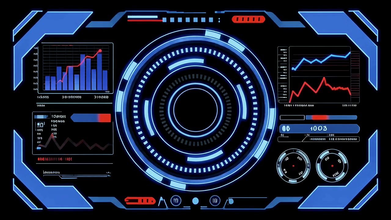 High-Tech Futuristic User Interface with Data Visualization
