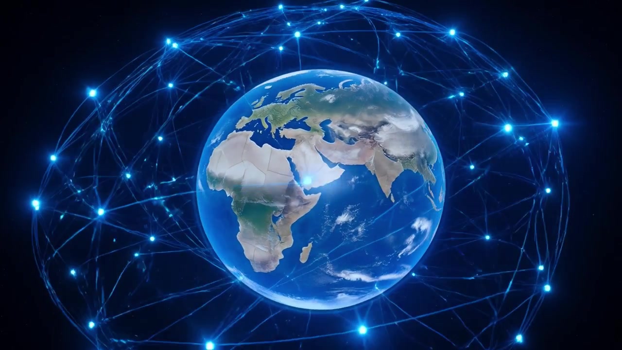 Rotating Earth with Interconnected Digital Network