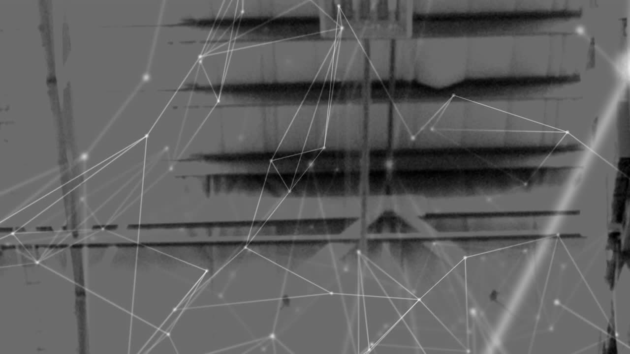 animación de redes de conexiones en interiores industriales
