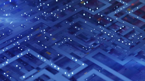 blue scheme with tubes and lights seamless loop 3d render animation