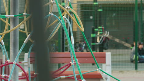 colorful climbing ropes at a playground