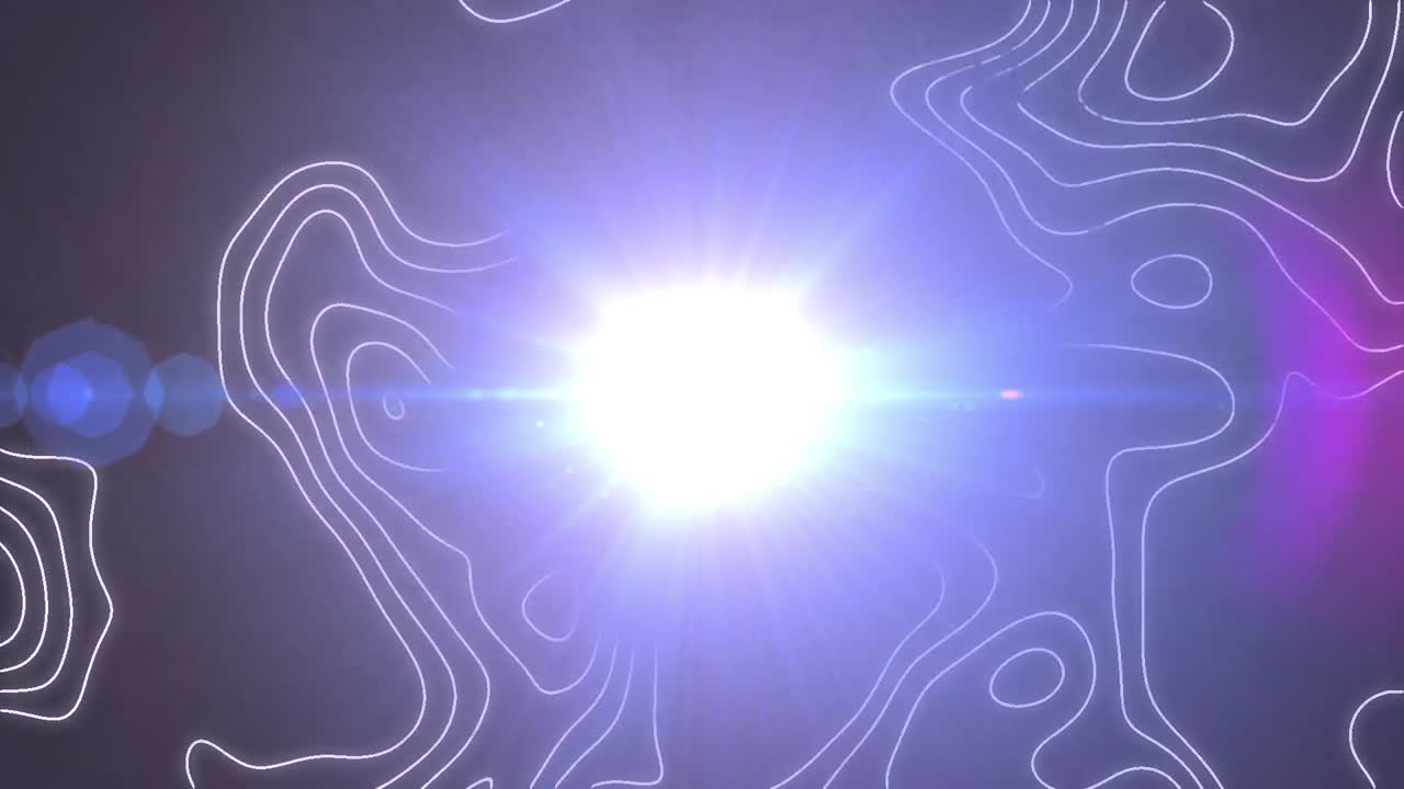 검은 바탕에 움직이는 모양과 빛의 흔적의 애니메이션