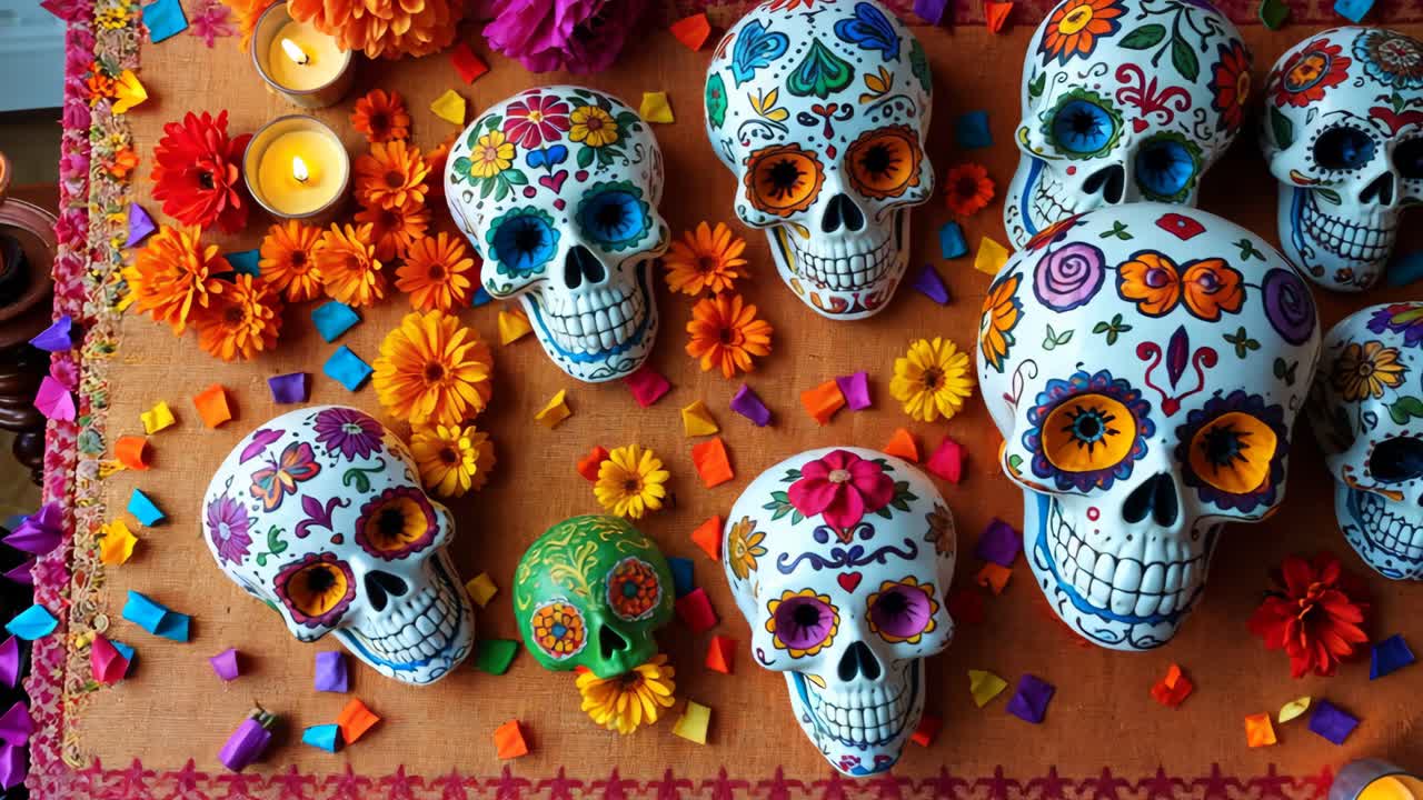 decoración del día de las calaveras de azúcar muertas