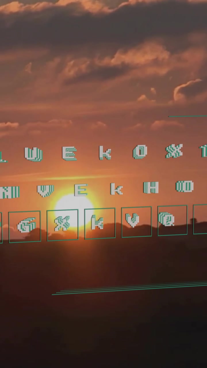 Animation of digital data processing over landscape at sunset
