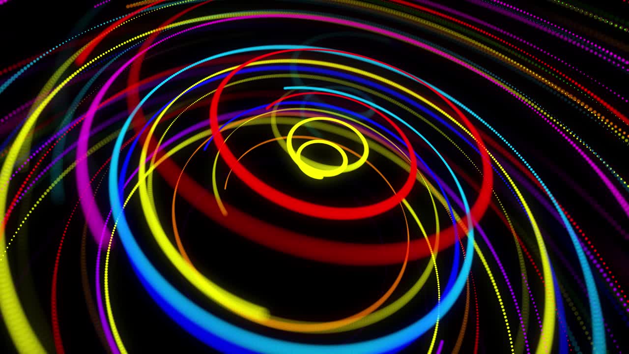 stylish creative abstract background in 4k. colored lines swirling in spiral fly along swirling path. Motion design bg of particles shaping lines, helix and abstract structures. 3d render
