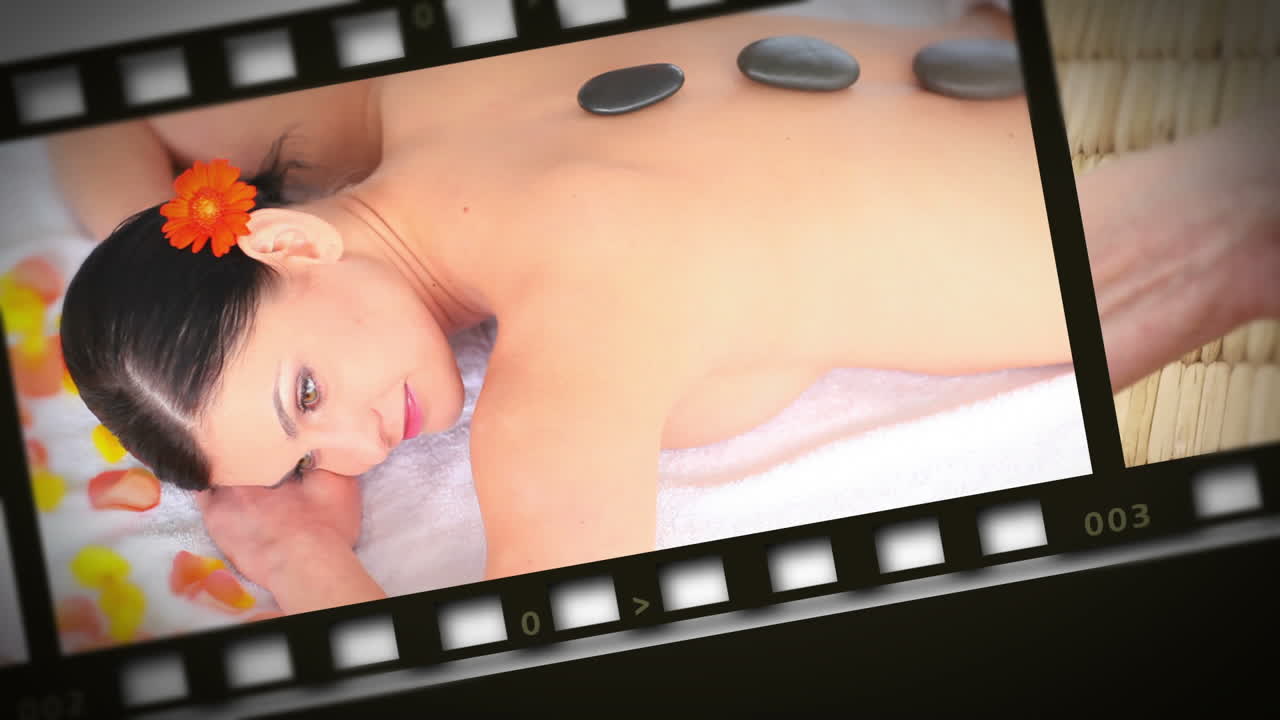 montaje de mujeres jóvenes en el spa