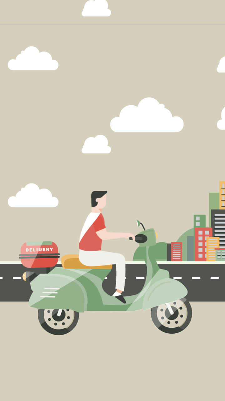 An animation of a Deliveryman in the city with flat design