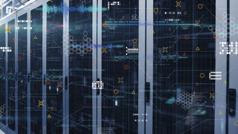 elaborazione di dati che si muovono su server computerizzati nella sala server