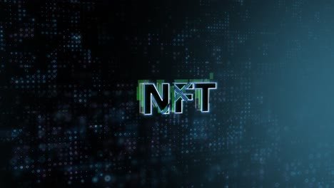 NFT-Konzepttext-Enthüllt-Animation-Mit-Digitalem-Abstraktem-Technologiehintergrund-3D-Rendering-Für-Blockchain,-Metaverse,-Kryptowährung