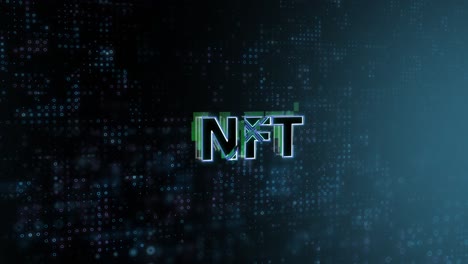 nft-konseptin teksti paljastaa animaation digitaalisen abstraktin teknologian taustalla 3d-renderöinti blockchainille, metaverseille, kryptovaluutoille