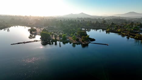 Hovering-around-water-activity-spots-fo-Lake-Murray-San-Diego-aerial