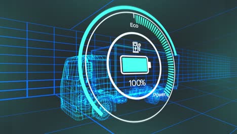 animación de la interfaz digital del coche y procesamiento de datos sobre el modelo 3d del coche