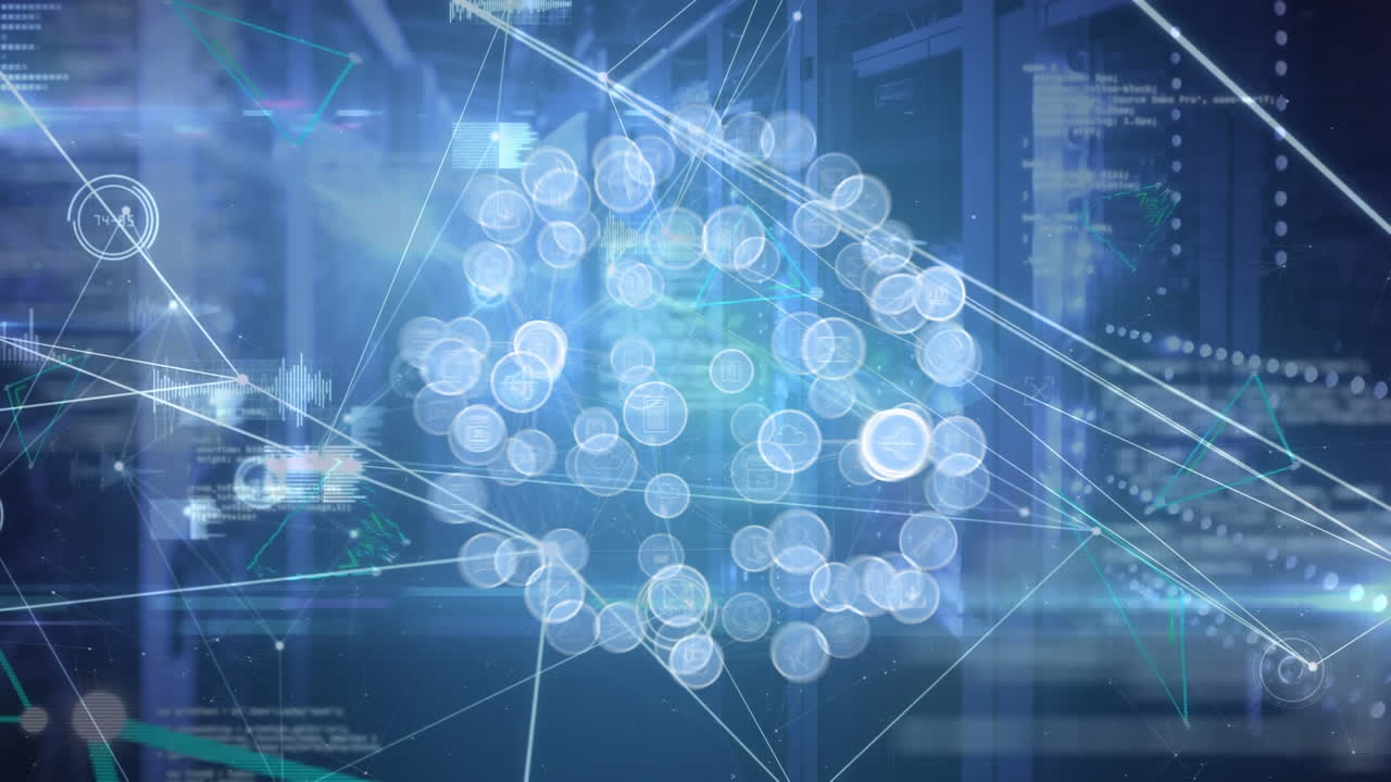 디지털 아이콘으로 연결 네트워크의 애니메이션