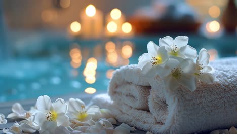 spa relaxation with flowers and candles